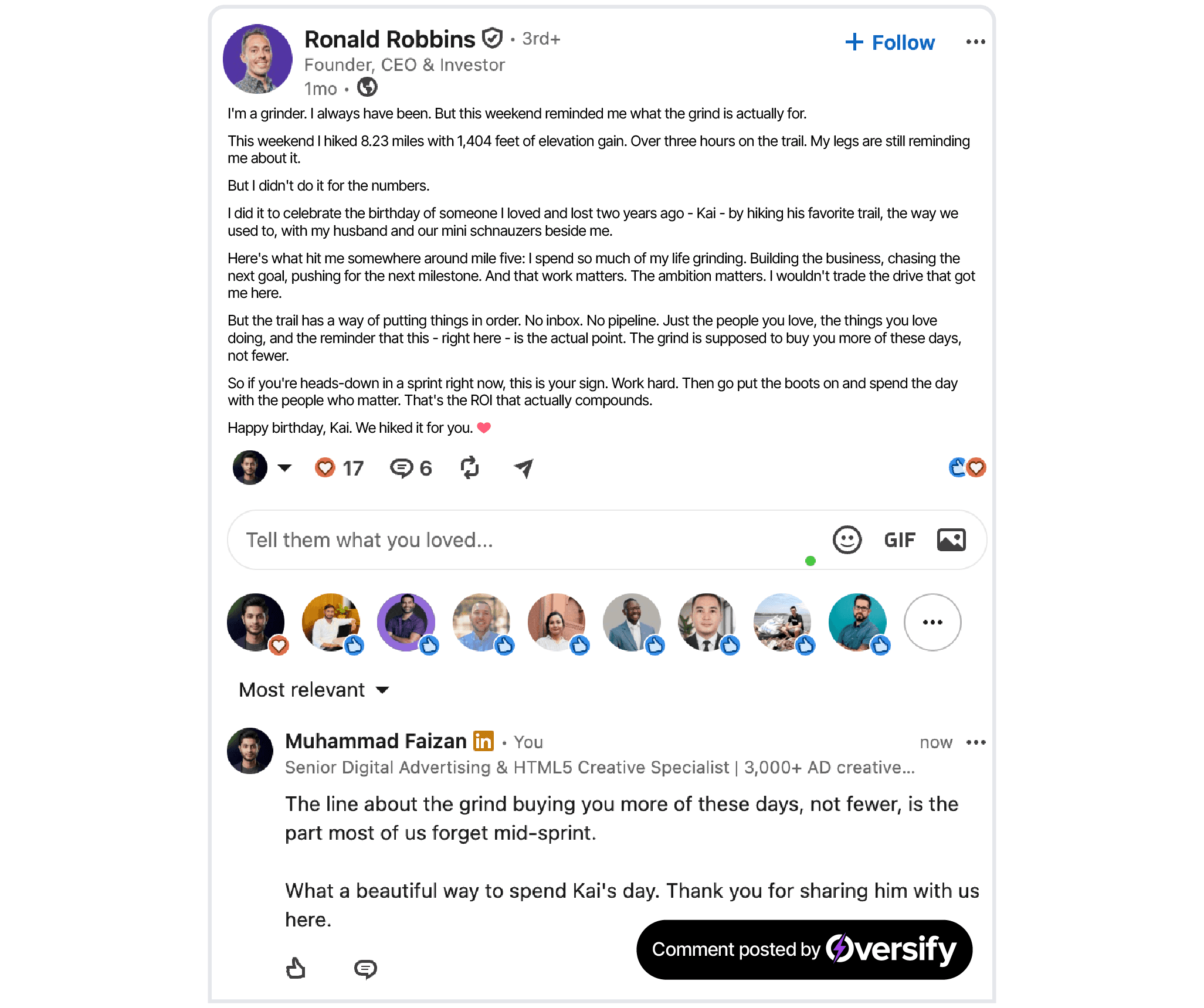 Be recognised before you pitch in the Oversify app